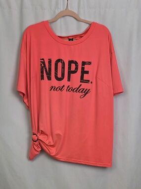SHEIN Hot Pink Graphic Tee with 'NOPE. not today' Print